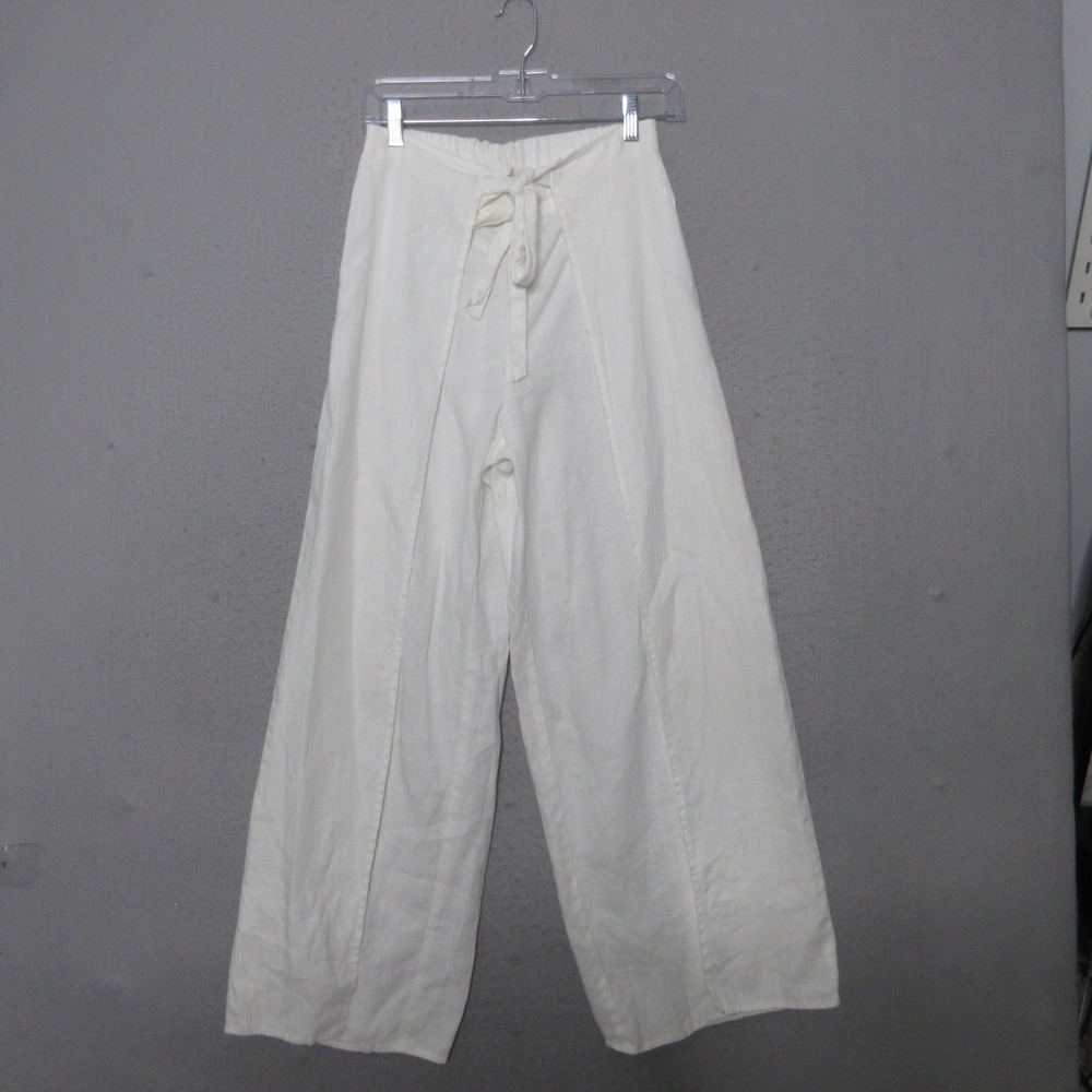1 State Pants Linen Wide Leg Tie Waist Wrap Flowy Coastal Boho Beach‎ Resort